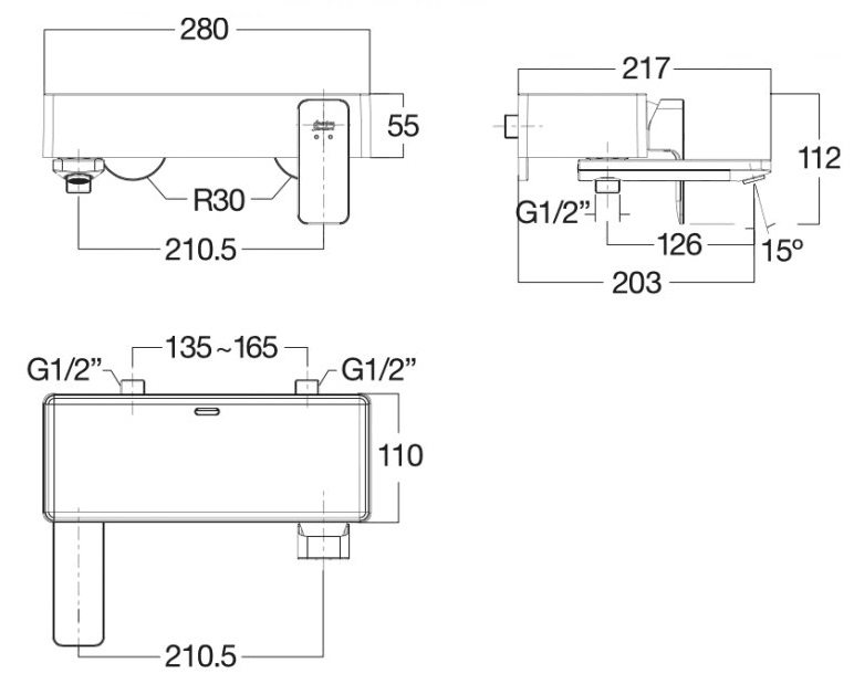 Bản vẽ kích thước vòi tắm hoa sen WF-1311