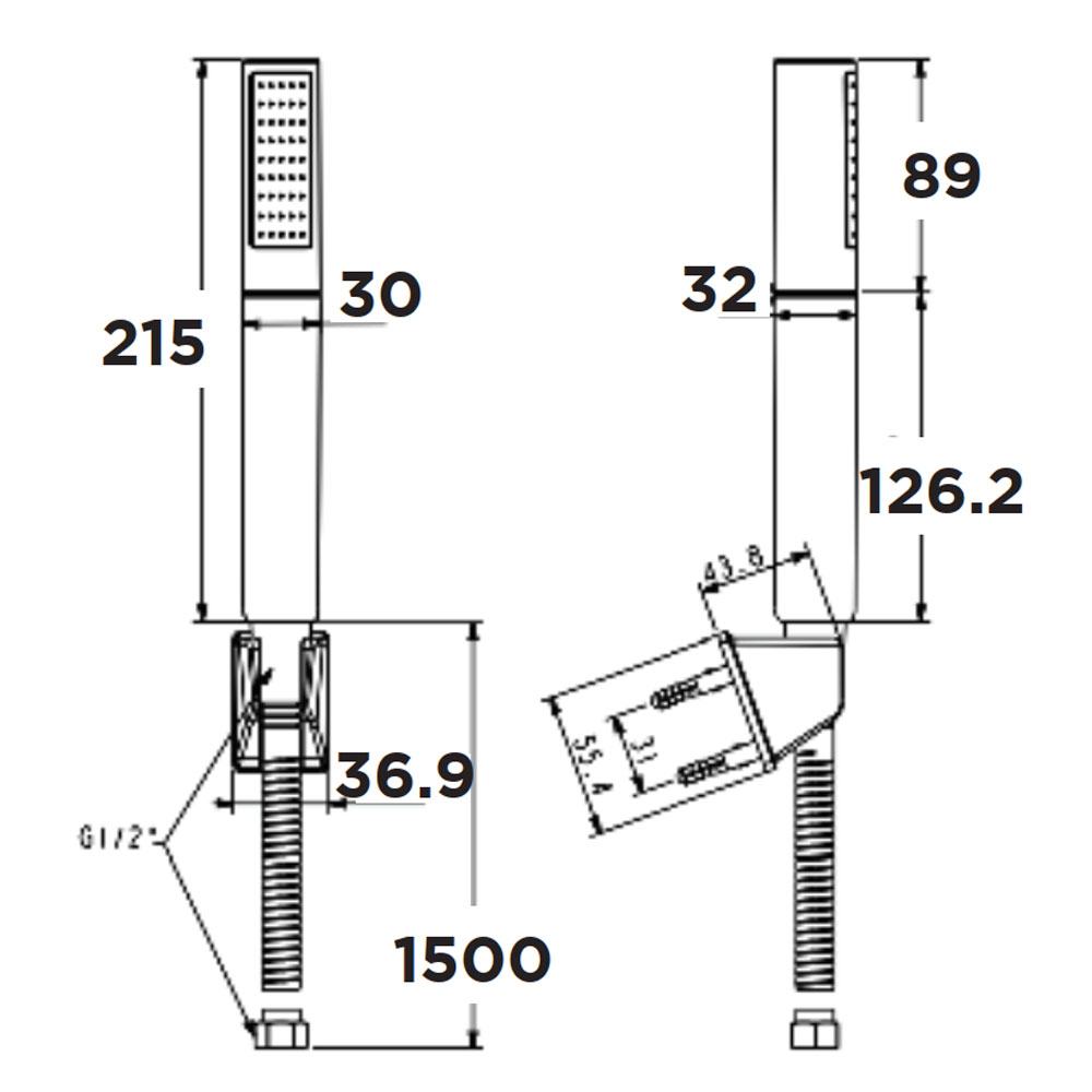 Bản vẽ kích thước tay sen American Standard WFS508