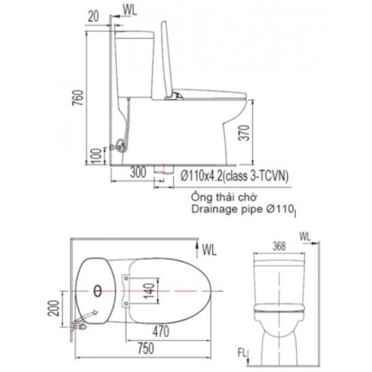 Bản vẽ bệt vệ sinh VF2719S American Standard