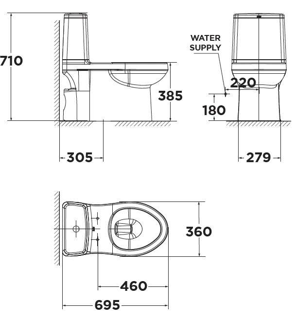 Bản vẽ bồn cầu VF 1858 American Standard