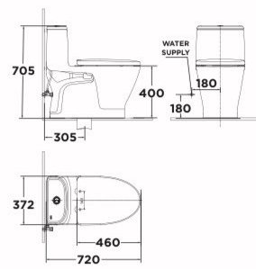 Bản vẽ kích thước bàn cầu American VF1863