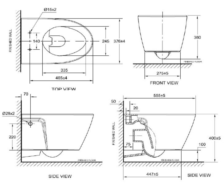 Bản vẽ bàn cầu American Standard 3119E-WT