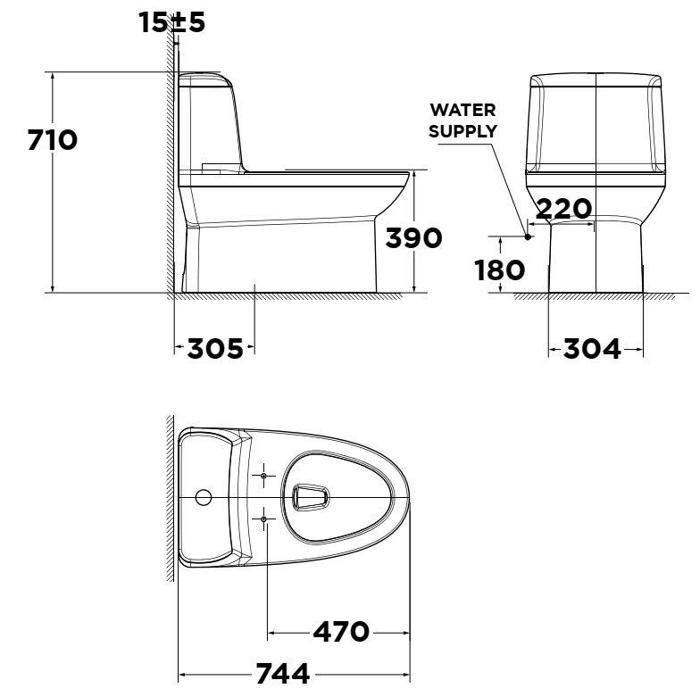 Bản vẽ bàn cầu điện tử American WP-1830 PR