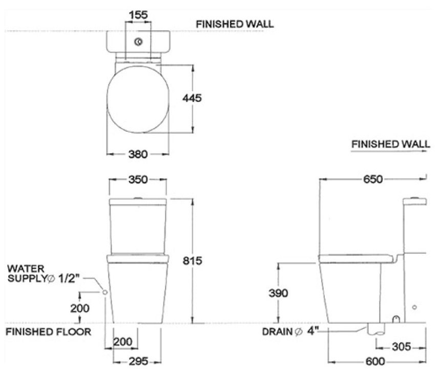 Bản vẽ kỹ thuật xí bệt Cotto C 14177