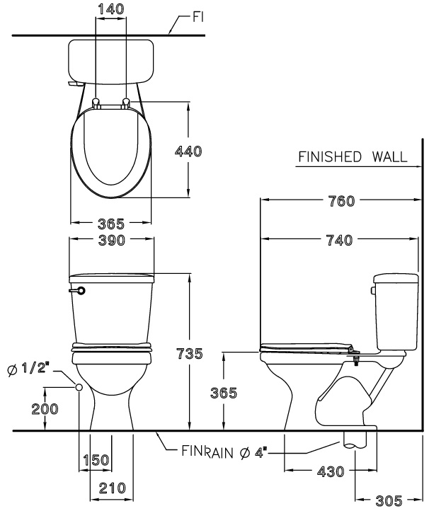 Bản vẽ kỹ thuật bồn cầu Cotto C186