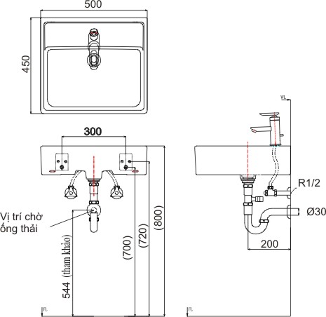 Bản vẽ bồn rửa mặt lavabo INAX L293V