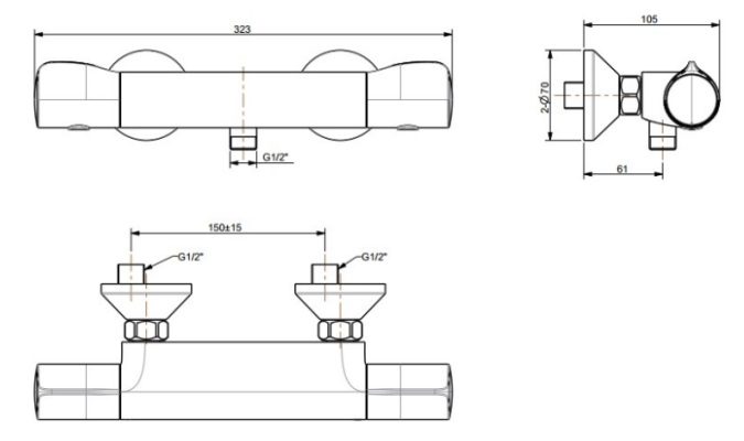 Bản vẽ kích thước củ sen chỉnh nhiệt WF4950 American