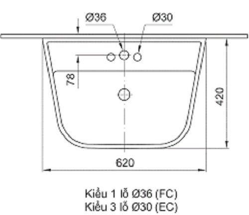 Bản vẽ kích thước lavabo treo tường Inax L-297V