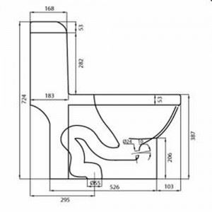 Bản vẽ bệ xí bệt V41 Viglacera 1 khối