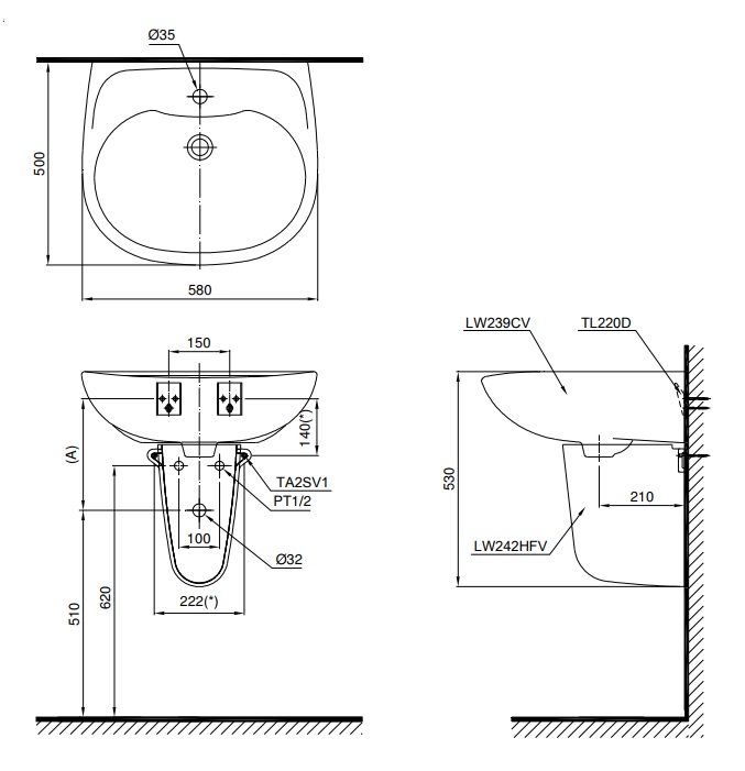 chậu rửa mặt TOTO LHT239C