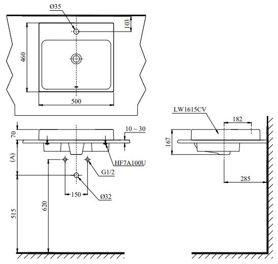 Bản vẽ bồn rửa mặt lavabo LT1615C#W