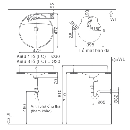 Bản vẽ bồn rửa mặt lavabo INAX L294V