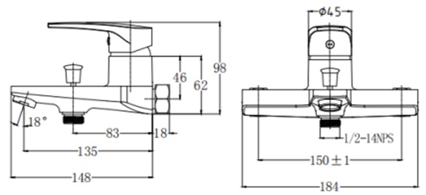 Bản vẽ vòi sen tắm 393 Caesar nóng lạnh