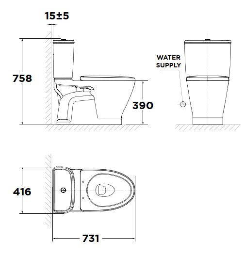 Bản vẽ kích thước bàn cầu American VF2162