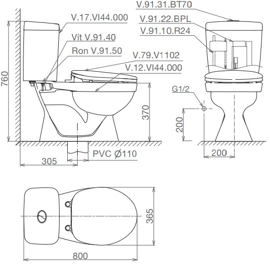 Bản vẽ bệt Viglacera Vl44 2 khối