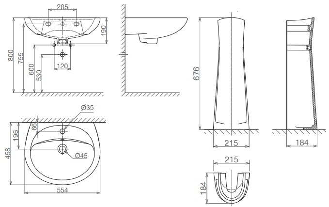 Bản vẽ kỹ thuật chậu rửa mặt lavabo BS409 VI1T