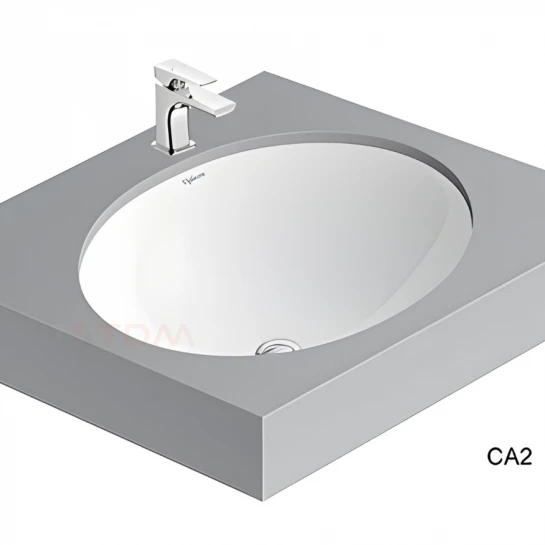 Chậu rửa mặt lavabo Viglacera CA2 âm bàn đá oval - Tuấn Đức