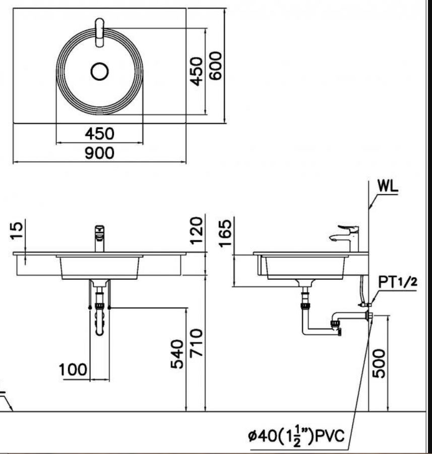 Bản vẽ kỹ thuật chậu Caesar LF5118