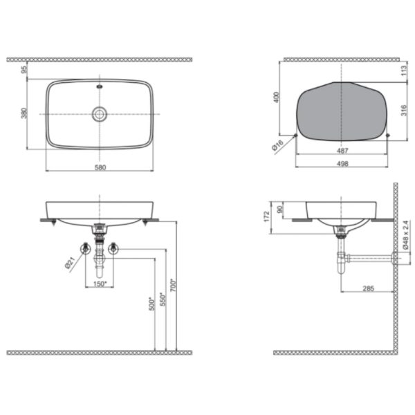Chậu Rửa Lavabo Inax AL-299V (AL299V) Đặt Bàn AquaCeramic
