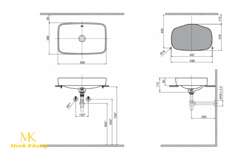 Chậu Rửa Lavabo Inax AL-299V Đặt Bàn AquaCeramic 