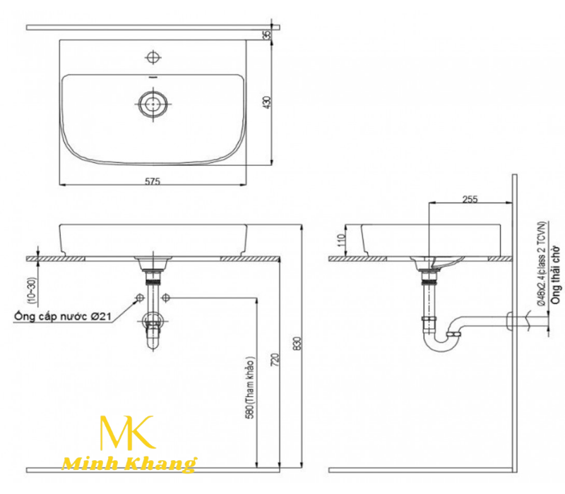 Chậu Rửa Lavabo Inax AL-632V (AL632V) Đặt Bàn AquaCeramic 
