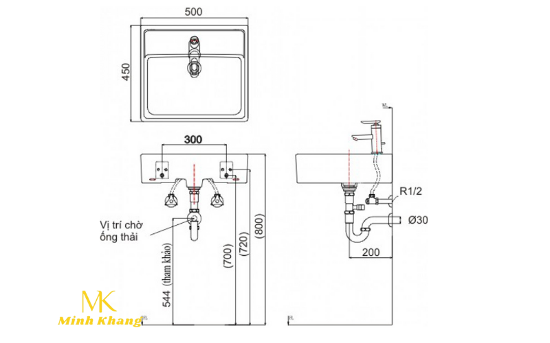 Chậu Rửa Lavabo Inax L-293V (L293V) Đặt Bàn Chữ Nhật 