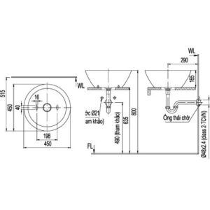 Chậu Rửa Lavabo Inax L-445V (L445V) Đặt Bàn Tròn