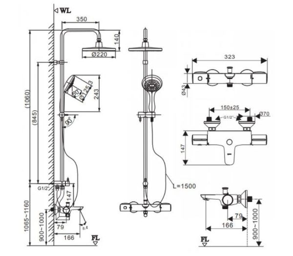 Vòi Sen Tắm Cây Inax BFV-3415T-3C (BFV3415T3C) nhiệt độ
