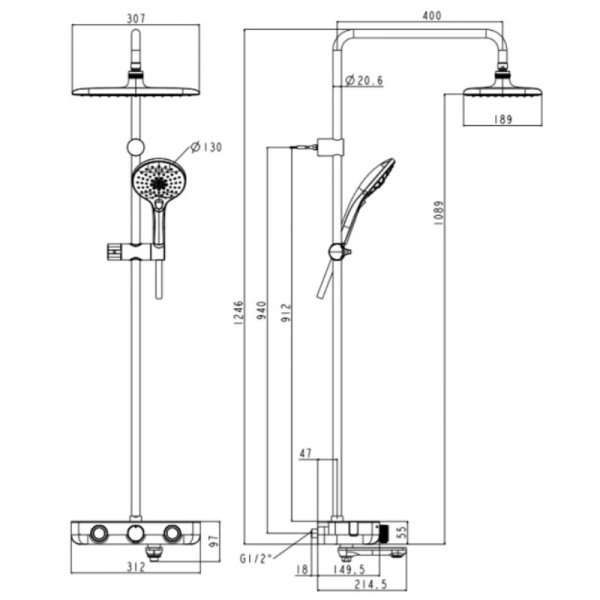 Bộ Sen Cây Cảm Biến Nhiệt American Standard WF-4956 (WF4956) EasySET