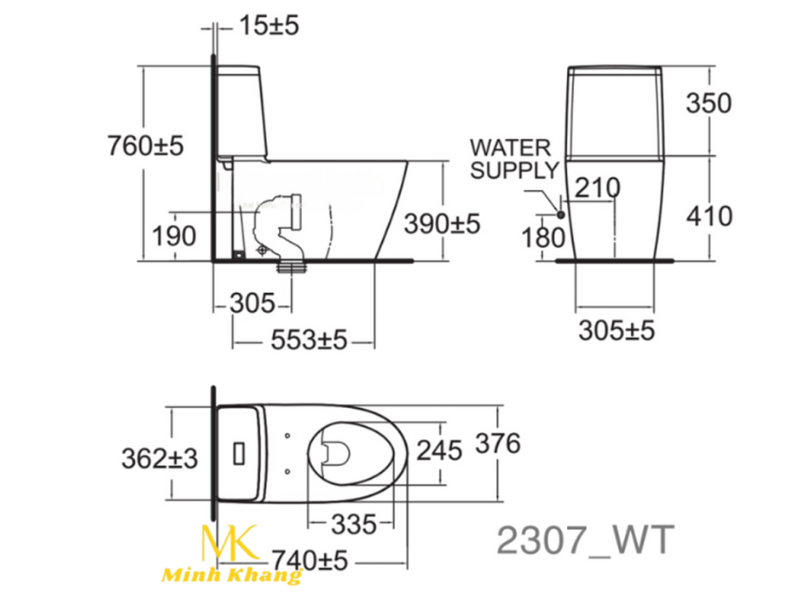 Bồn Cầu American Standard 2307-WT 2 khối
