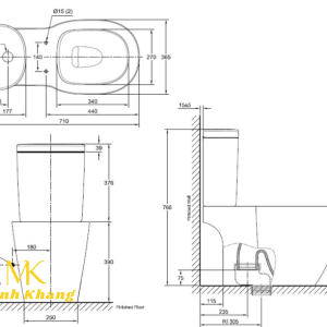 Bồn Cầu American Standard 2705-WT (2705WT) 2 Khối Concept Dáng U
