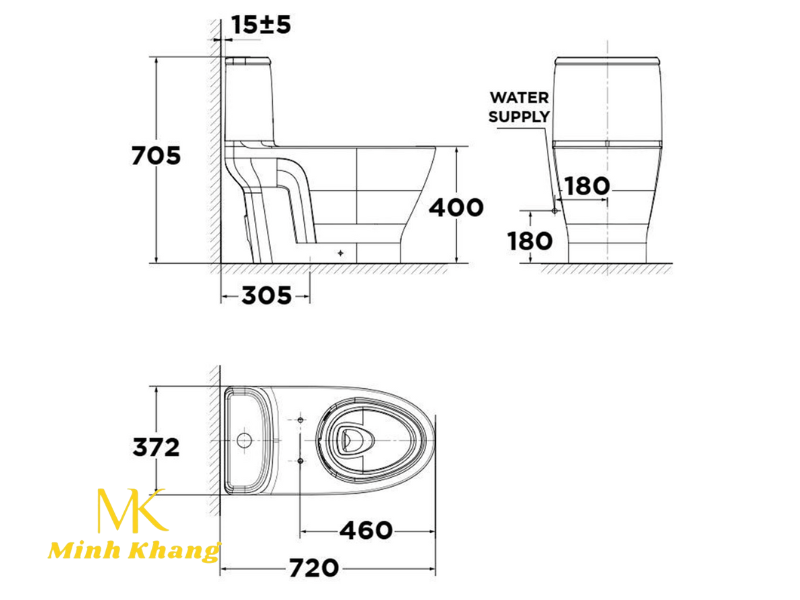 Bồn Cầu American Standard VF-1862 (VF1862) 1 Khối LOVEN Xả Xoáy Kép
