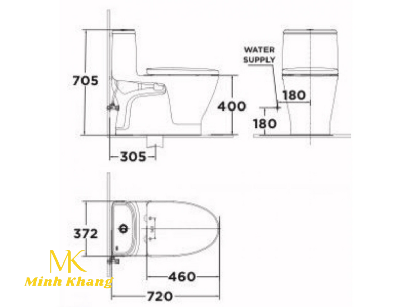 Bồn Cầu American Standard VF-1863 (VF1863) 1 Khối LOVEN Xả Xoáy Kép

