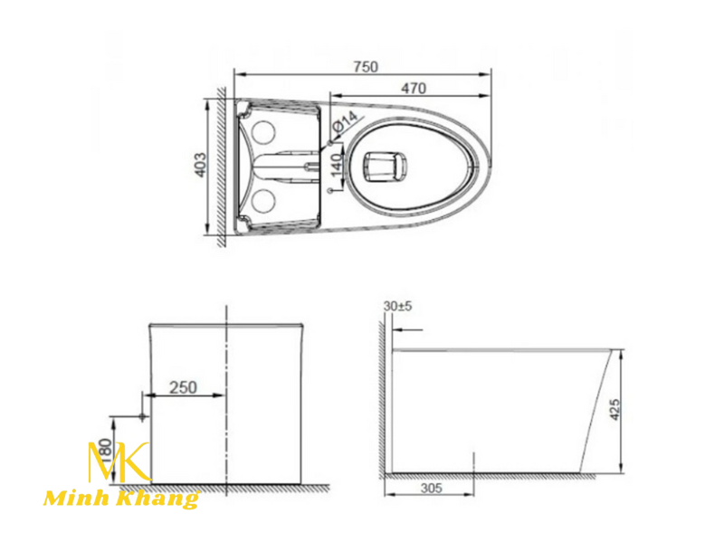 Bồn Cầu American Standard WP-3232 (WP3232) Studio S 1 Khối Không Két Nước