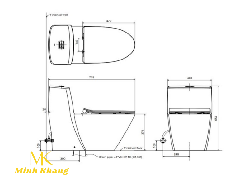 bồn cầu inax AC-919VRN (AC919VRN) 1 khối Aqua Ceramic 