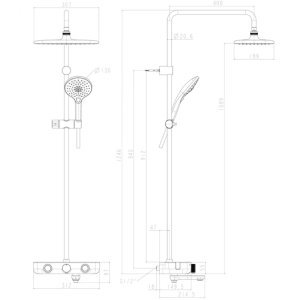 Sen Cây Nhiệt Độ American Standard WF-4956HG (WF4956HG) Màu Xám Đen